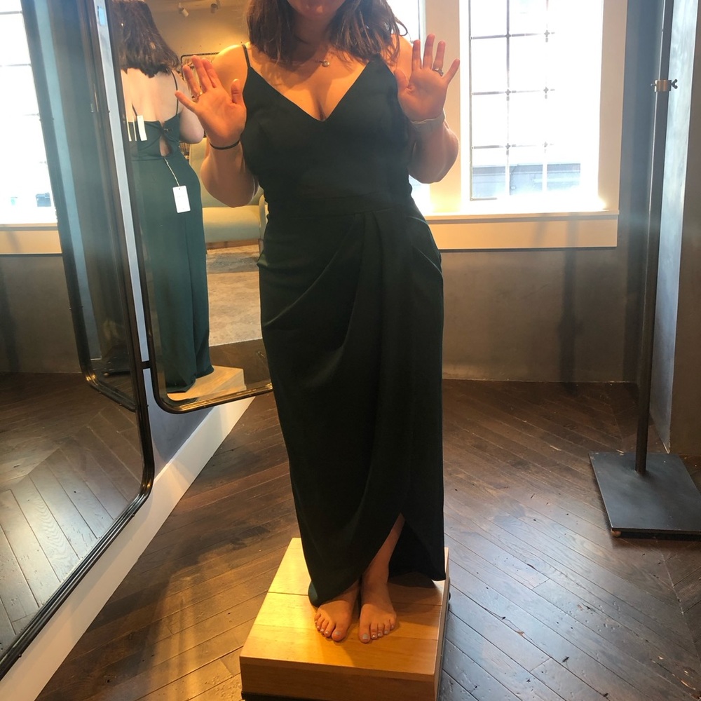 Never worn, BHLDN bridesmaids dress in emerald green .